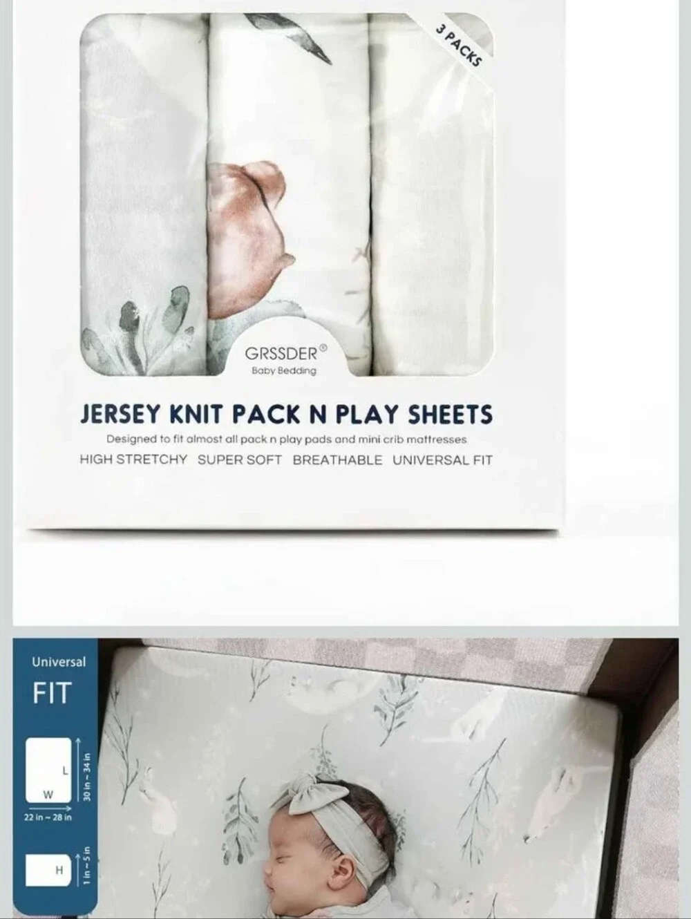 BRAND NEW Baby Bassinet Sheets & Mattress Pad Set